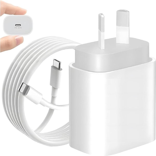 iPhone Fast Charger, 20W iPhone/iPad Charger Adapter with USB-C to Lightning Cable 1m, Compatible with iPhone 14/13/12/11/Xs Max iPad, Airpods