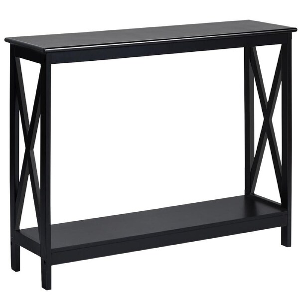 Costway Console Table 2Tier Entry Hallway Table X-Design Sofa Side Display Shelf