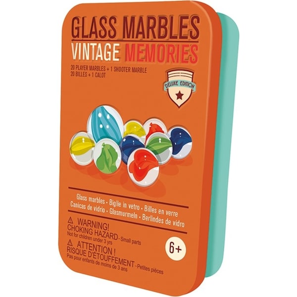 21pc Legami Glass Marbles w/ Metal Case Kids Shooter Game Toy Play Set 6+