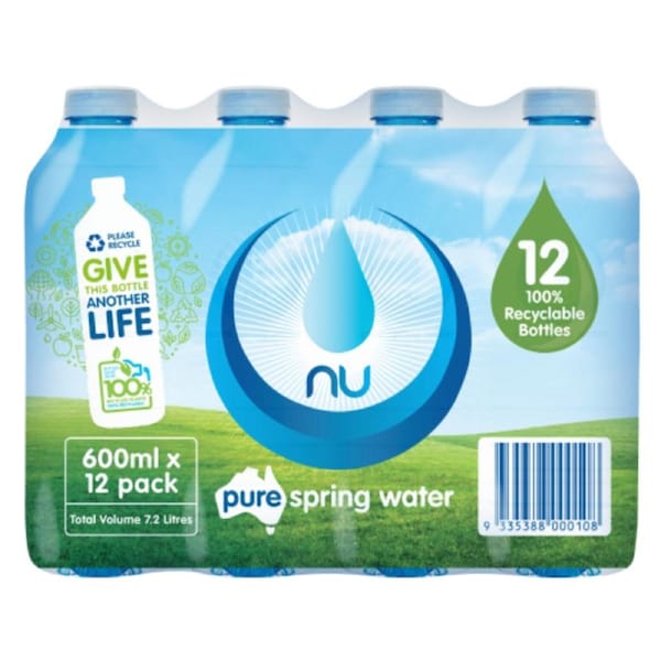 Nu Pure Spring Water 12 Pack 600ml x 1