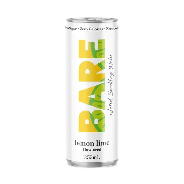 Bare Naked Sparkling Water Lemon Lime 355ml x 24