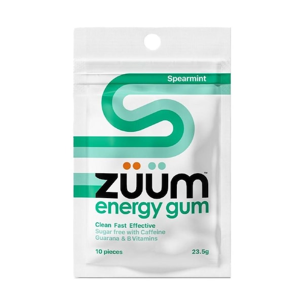 Zuum Energy Gum Spearmint Caffine Guarana & B Vitamins Pack x 16