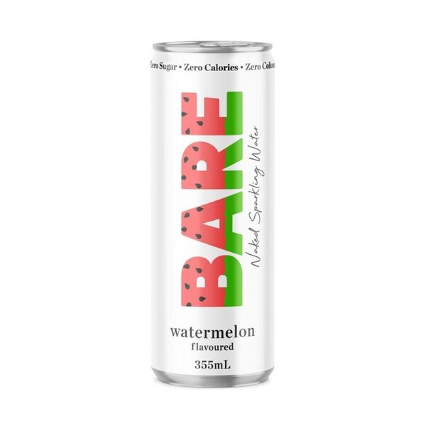 Bare Naked Sparkling Water Watermelon 355ml x 24