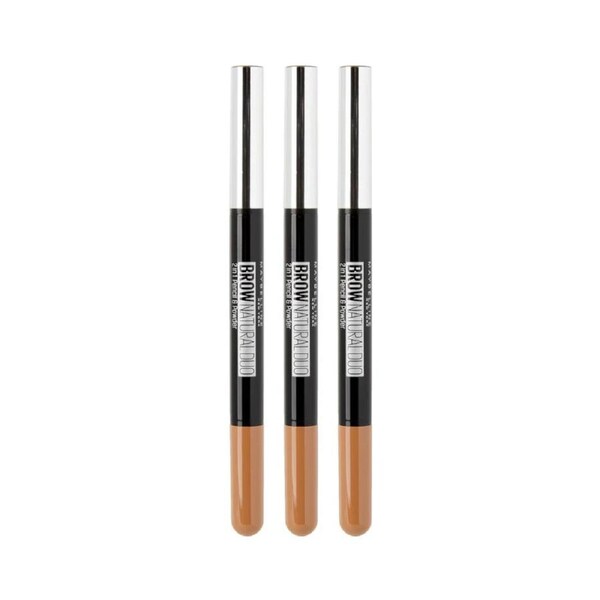 3 x Maybelline Brow Natural Duo 2 In 1 Pencil And Powder 0.65g - Light Brown