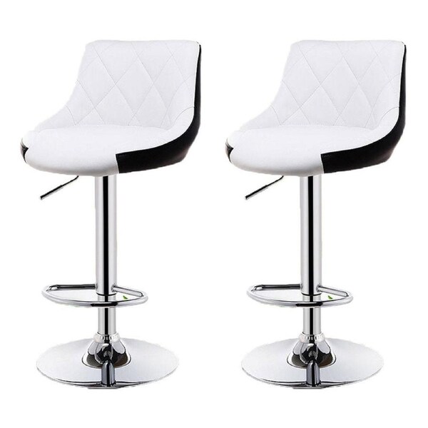 SERENITà Bar Stools Kitchen Bar Stool Leather Barstools Swivel Gas Lift Counter Chairs BS8403 White