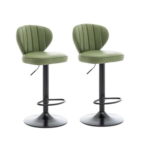 SERENITà Bar Stools Kitchen Bar Stool Leather Barstools Swivel Gas Lift Counter Chairs BS8405 Light Green