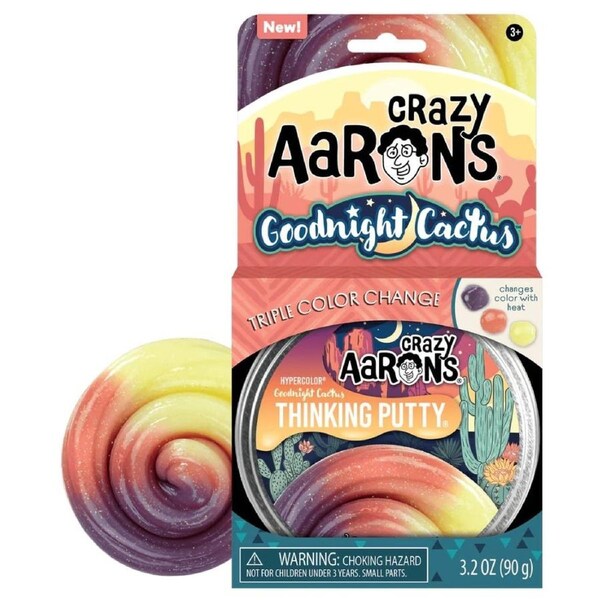 Crazy Aaron's 4 inch Hypercolor Thinking Putty Goodnight Cactus