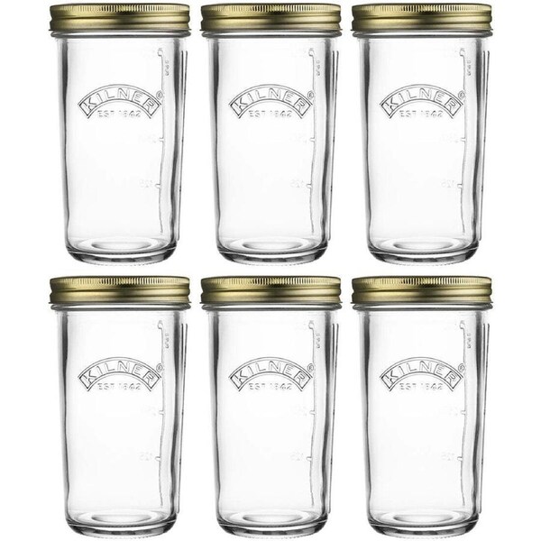 6pc Kilner 500ml Glass Wide Mouth Preserve Jars Set w/ Lid Kitchen Storage Clear