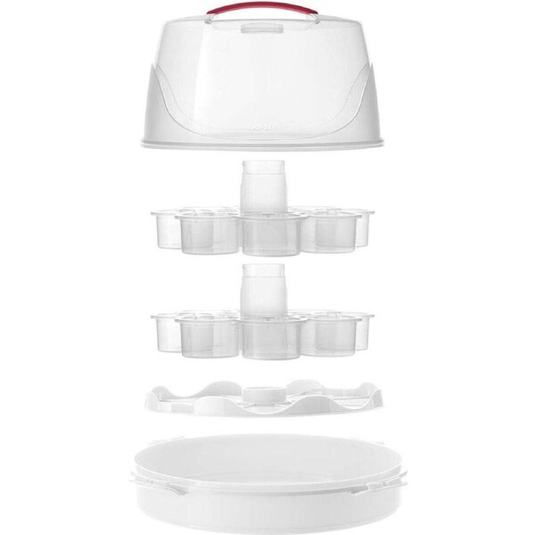 Avanti Plastic 26cm 2 Tier 16 Cupcake Carrier Food/Dessert Storage w/ Lid White