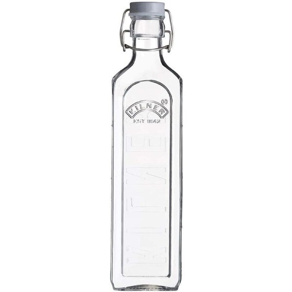 Kilner 1 Litre Glass Clip Top Bottle Jar Liquid Storage Container w/ Lid Clear