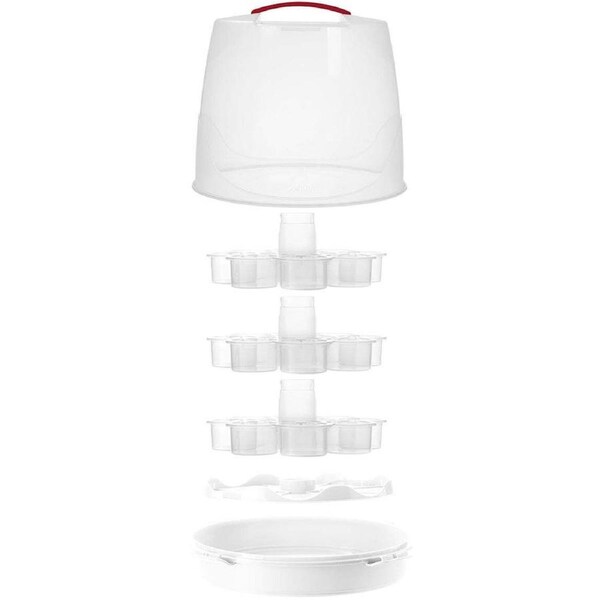 Avanti Plastic 26cm 3 Tier 24 Cupcake & Round Cake Carrier Dessert Storage White