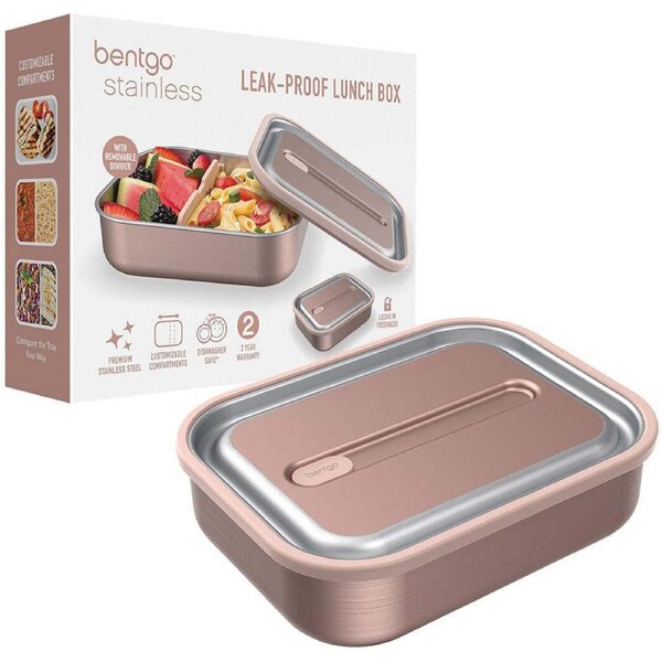 Bentgo 1200ml/20cm Stainless Steel Leak-Proof Lunch Box Food Container Rose Gold