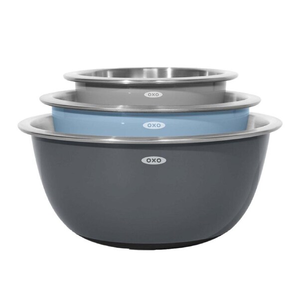 3pc Oxo Stainless Steel Good Grips Insulated Mixing Bowl Baking Container Set
