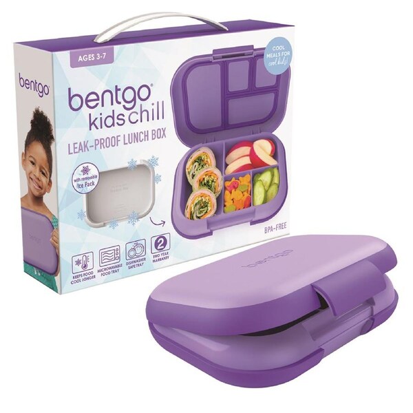 Bentgo Kids Chill 23cm Leak-Proof Bento Lunch Box w/Compartment Container Purple