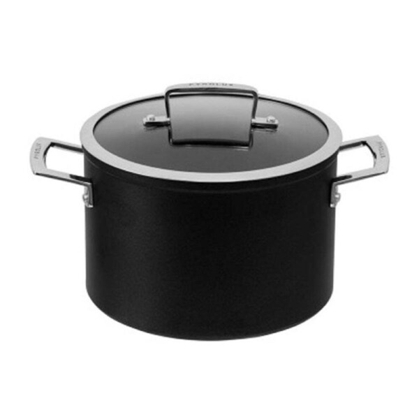 Pyrolux Ignite 22cm/5.6L Aluminium Stockpot w/Lid Non-Stick Cookware Round Black