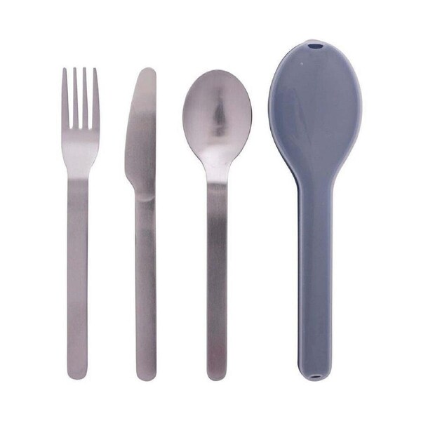 4pc Avanti Reusable Slim Lunch Cutlery Spoon/Fork/Knife w/ Storage Case Set Blue