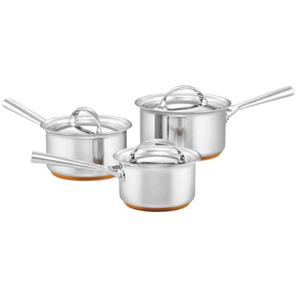 3pc Essteele Per Vita Stainless Steel 14/16/18cm Saucepan Set Round Cookware SLV
