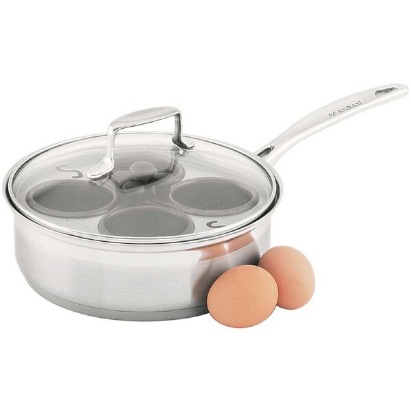 Scanpan Impact 20cm Stainless Steel Egg Poacher w/ Lid Set Round Cookware Silver