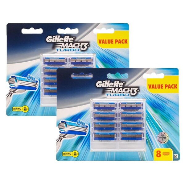 16pc Gillette Mach3 Turbo Long-lasting 3D Razor Blade Refill Cartridges