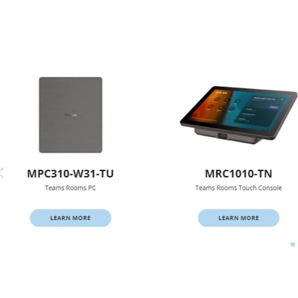 Viewsonic Small and Medium Room MTR. Bundle for Microsoft Teams Rooms includes computing engine MPC310-W31-TU and touch console MRC1010-TN