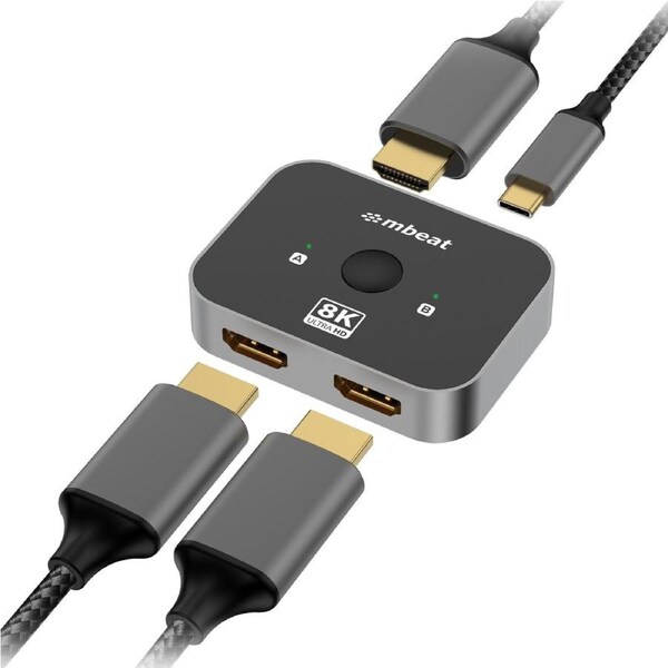 mbeat 8K Bi-directional HDMI 2.1 Switch 2 In 1 Out/1 In 2 Out 8K@60Hz resolution, plug-and-play convenience USB-C power input Maximum 8K/60Hz
