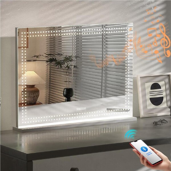 VANITIIT GLOBAL Hollywood Bluetooth Vanity Mirror with Lights 80x58cm