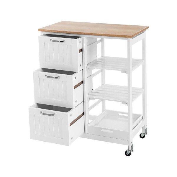 Costway Kitchen Island Trolley Storage Cart White