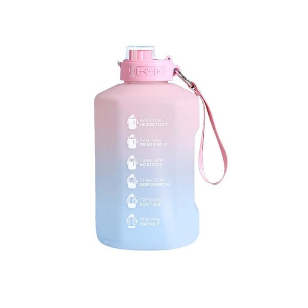 Half Gallon Water Bottle Jug with Straw Time Marker Big Water Bottle Dishwasher Safe - Pink 2200ml