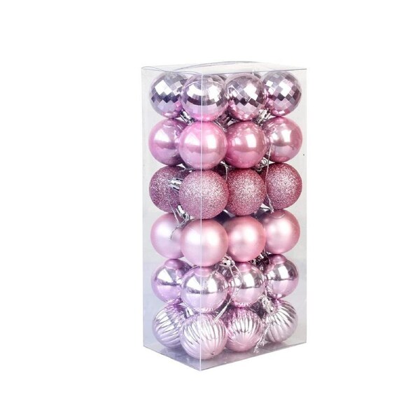 Christmas Ball Ornaments, Shatterproof Christmas Ornaments Tree Ball (Pack Of 36) (4Cm)—Pink