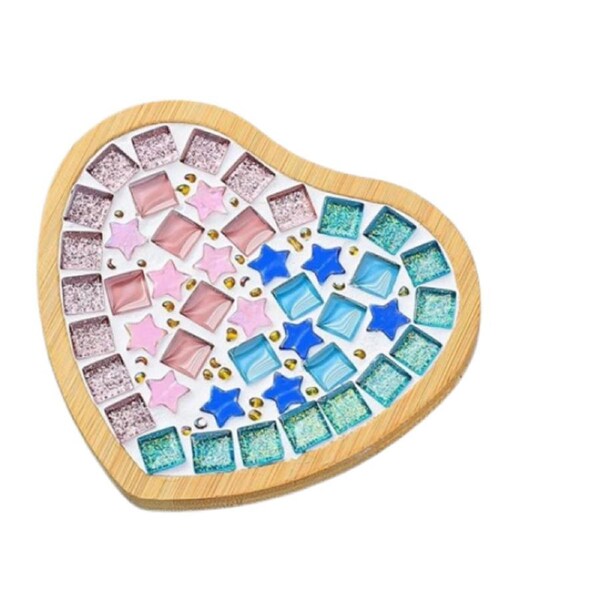 JOYBUY Mosaic DIY Crafts Material Package Supplies for Coaster Handmade Home Decor Gifts, Wooden coaster