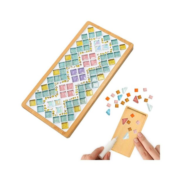 Mosaic DIY Crafts Material Package Supplies for Coaster Handmade Home Decor Gifts, Wooden coaster - Style 6