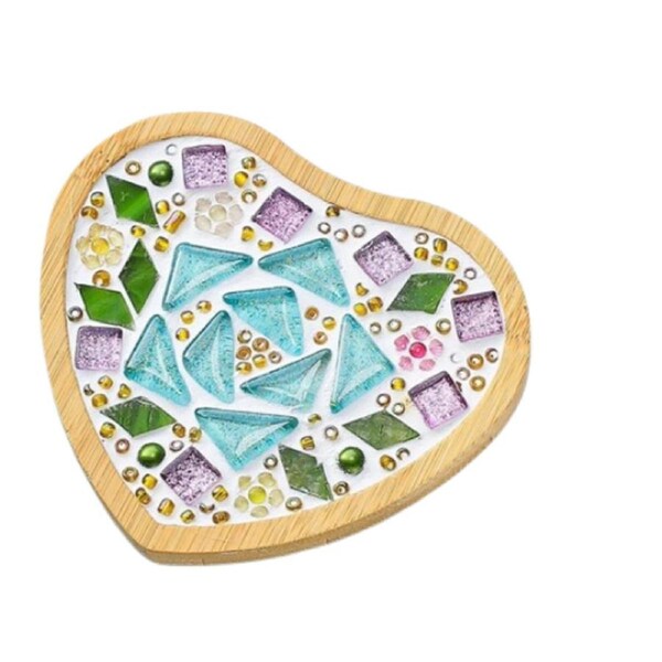 Mosaic DIY Crafts Material Package Supplies for Coaster Handmade Home Decor Gifts, Wooden coaster - Style 7