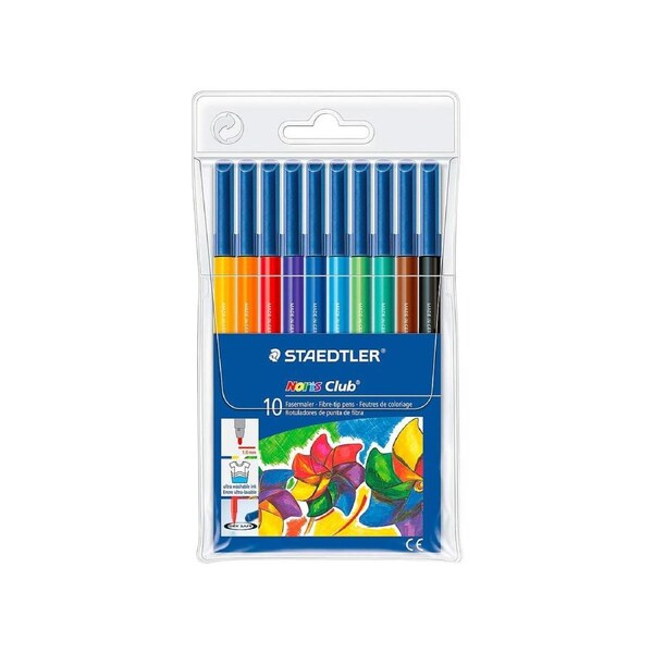 Staedtler Noris Club Fibre-tip Pens Assorted Wallet of 10