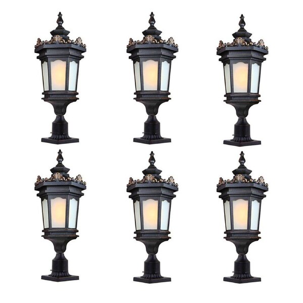 Vintage Lamp 6X 72cm Lantern Stand Elegant Aluminum & Glass Outdoor Light Antique Style Exterior Fixture