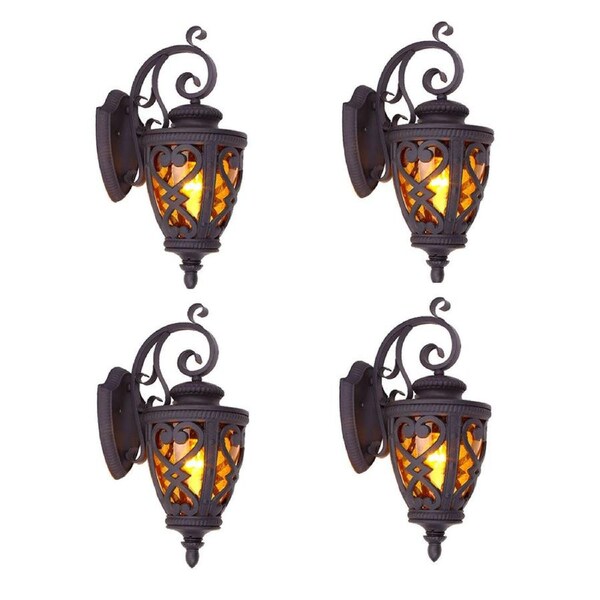 Vintage Lantern 4X 57cm Outdoor Antique Bronze Wall Sconce Classic Rustic Exterior Light Fixture