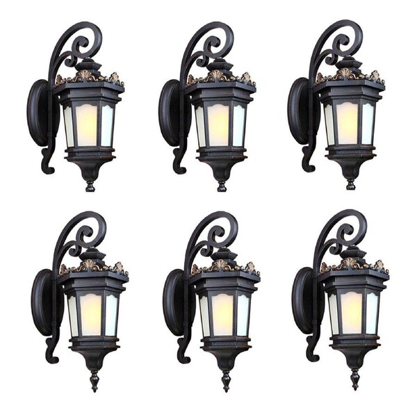 Vintage Lantern 6X 62cm Wall Light Elegant Aluminum & Glass Design Classic Outdoor Lighting Rustic Vintage Style