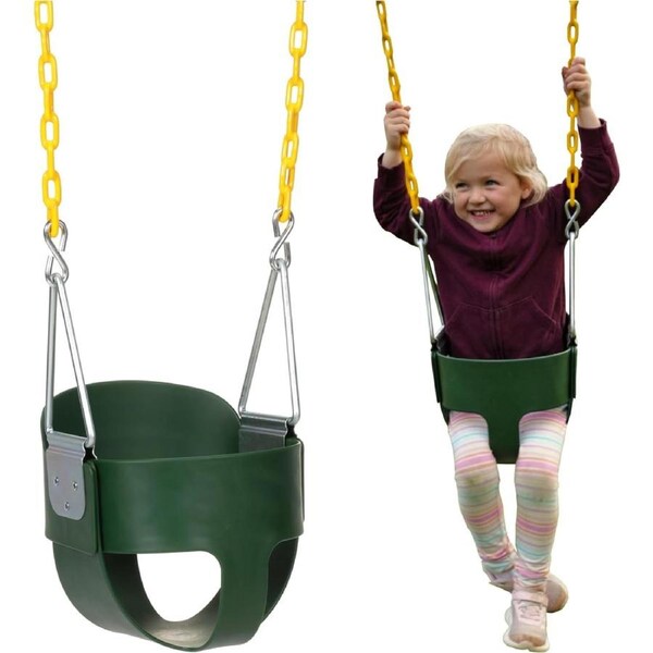 Heavy-Duty High Back Full Bucket Toddler Swing Seat,Coated Swing Chains Fully Assembled