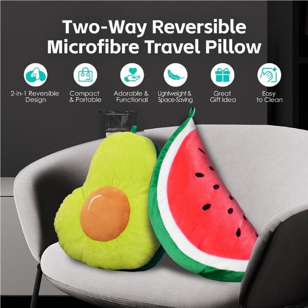 Two-Way Reversible Microfibre Travel Pillow-Watermelon