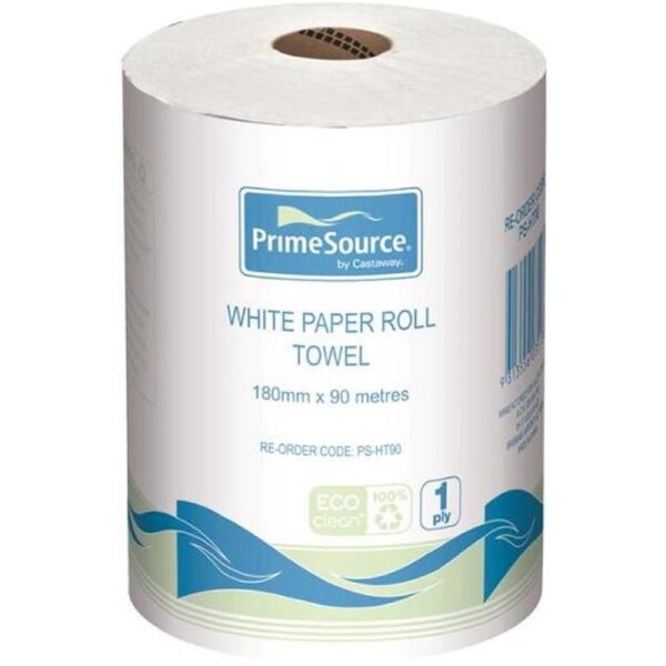 Primesource White Paper Hand Towel Roll 18cm Pack x 1