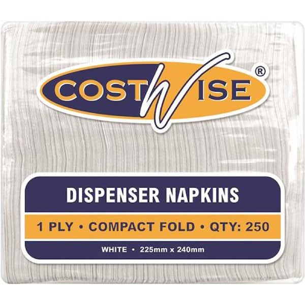 Costwise Napkin Dispenser 1 Ply White Compact Fold 1ea x 20