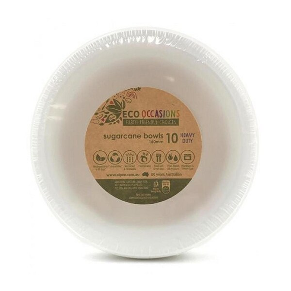 Alpen Sugarcane Bowl White 16cm 10 Pack x 1