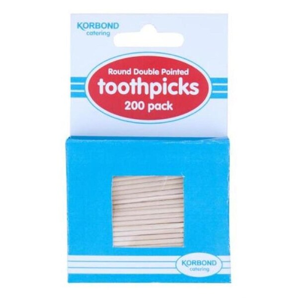 Korbond Round Double Pointed Toothpicks 200 Pack x 12