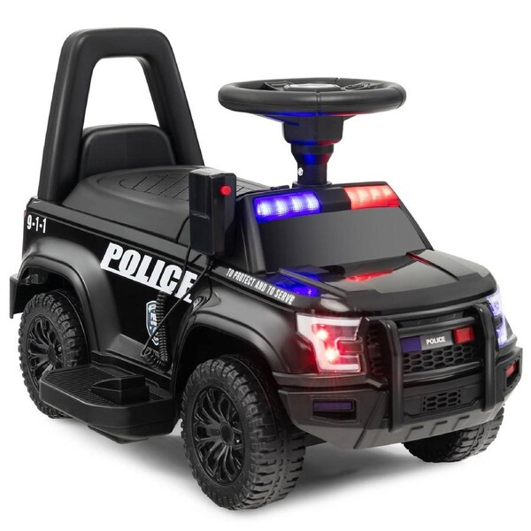 Babyjoy Kids Ride On Police Car 6V Electric Toy Patrol w/Real Megaphone Battery Powered 4-Wheel Vehicle Black