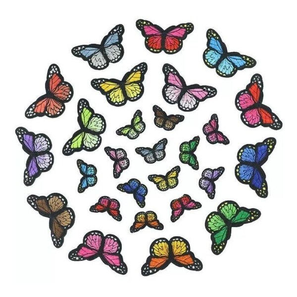 20Pcs Colourful Butterfly Applique Lace Trims Sewing Embroidery Craft Patch Sew