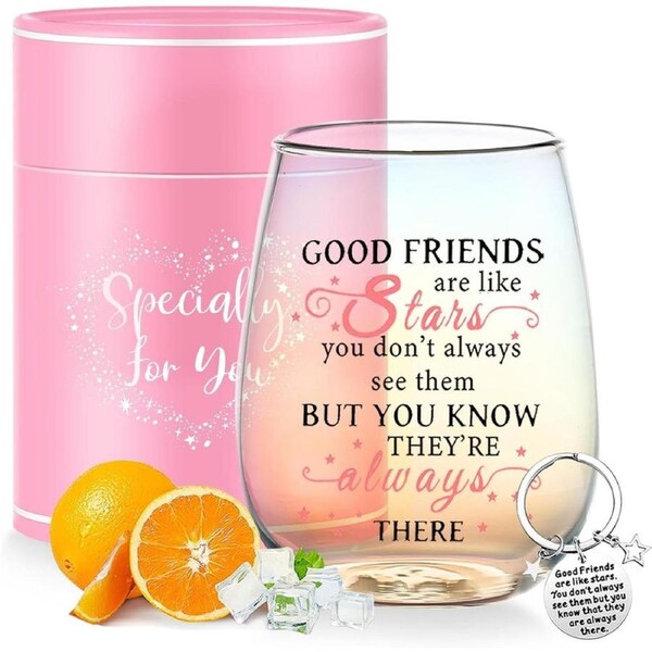 Friendship Gifts for Women Wine Glasses Drinking Personalised Birthday Gifts for Friend Girl Men Special Friend Gifts for Girlfriend Sister Leaving Best Friend for Colleague Stemless Wine Glass
