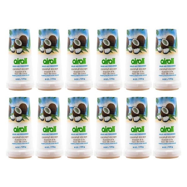 12x Airall Solid Home/Room Air Freshener Odour Eliminator 170G Coconut Escape