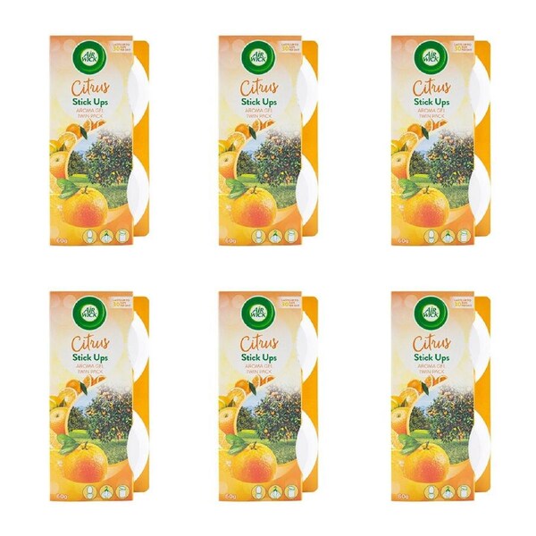 12pc Airwick Home/Room Stick Ups Air Freshener 60G Aroma Gel Citrus Twin Pack