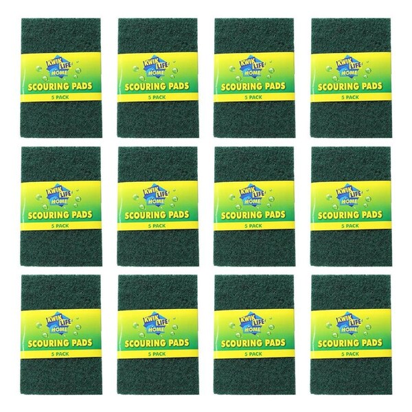 60pc Kwik Life Home Multi Purpose Home/Kitchen Scouring Pads 10x15cm Green