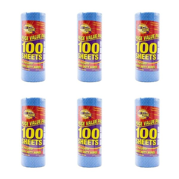 600pc Clean Scene All Purpose Perforated Wipes On Dispenser Roll 30x33cm