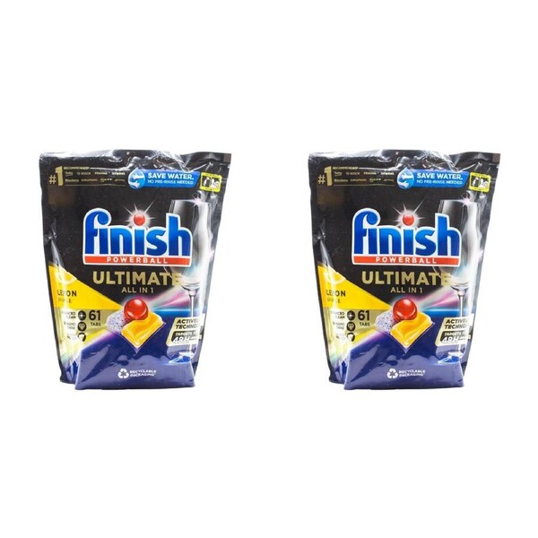 122pc Finish Ultimate All-In-1 Advanced Clean Dishwasher Tablets Lemon Sparkle
